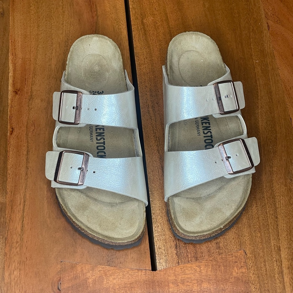 Birkenstock Arizona Double Strap Graceful Pearl White 38B NWOB